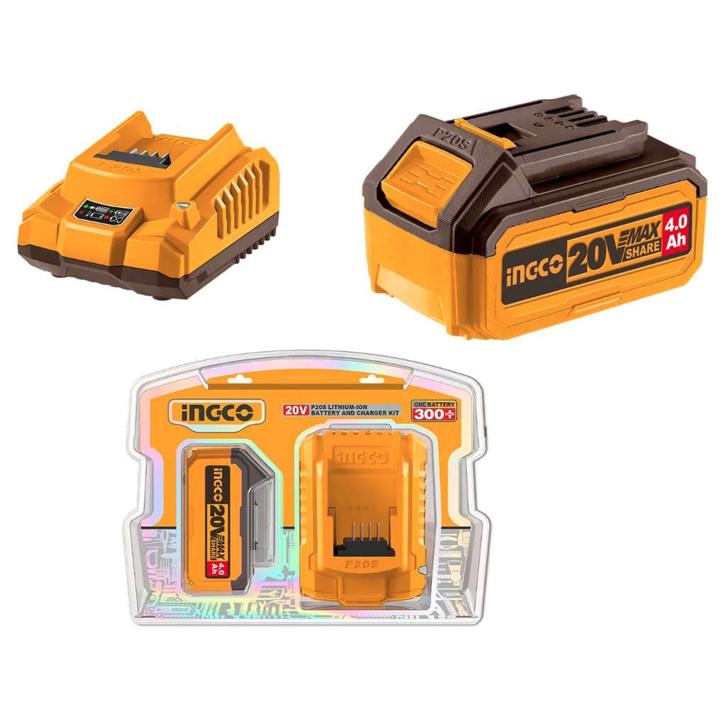 Ingco Lithium-Ion Battery And Charger Kit 20 V FBCPK1214