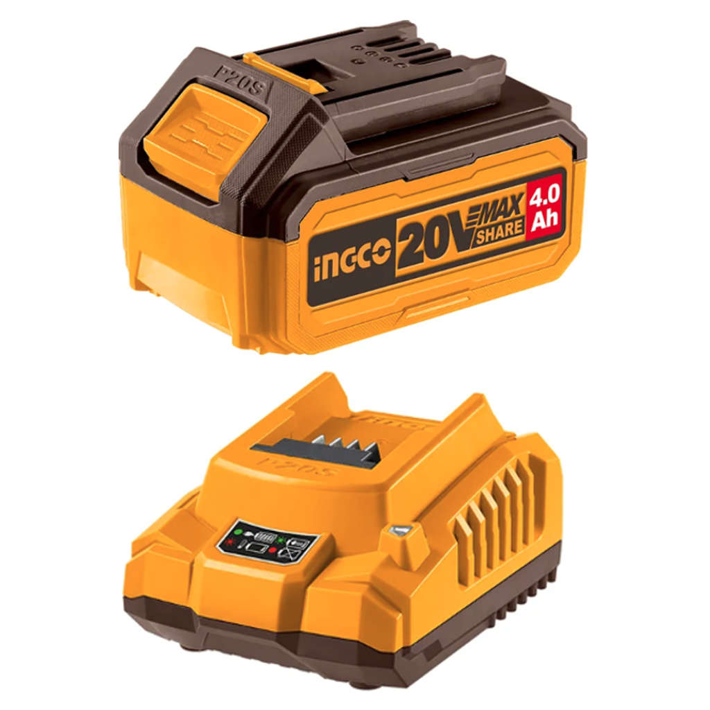Ingco Lithium-Ion Battery And Charger Kit 20 V FBCPK1214
