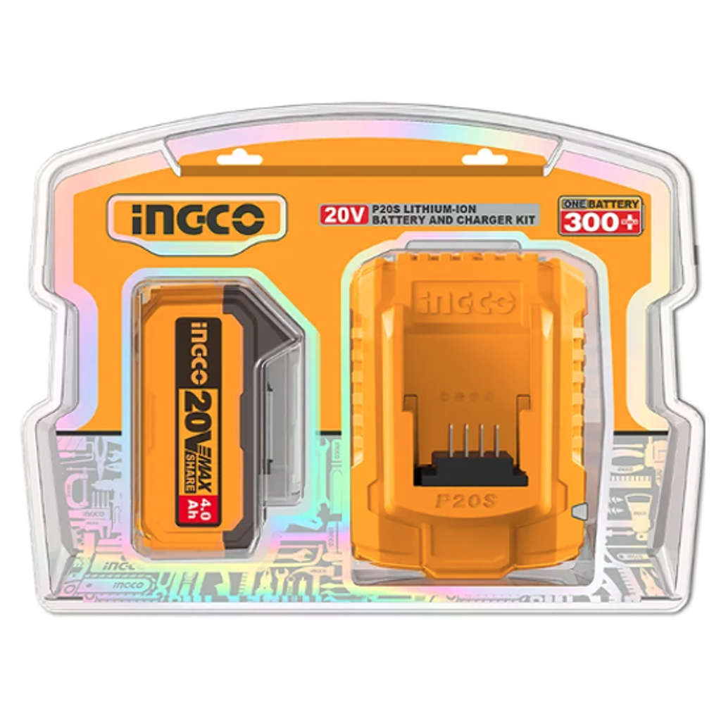 Ingco Lithium-Ion Battery And Charger Kit 20 V FBCPK1214