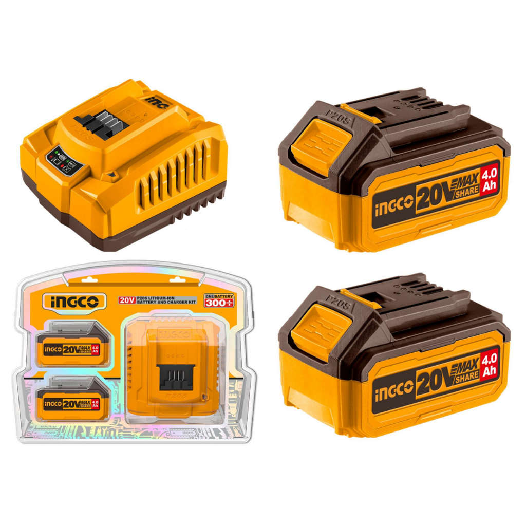 Ingco Lithium-Ion Battery And Charger Kit 20 V FBCPK1424