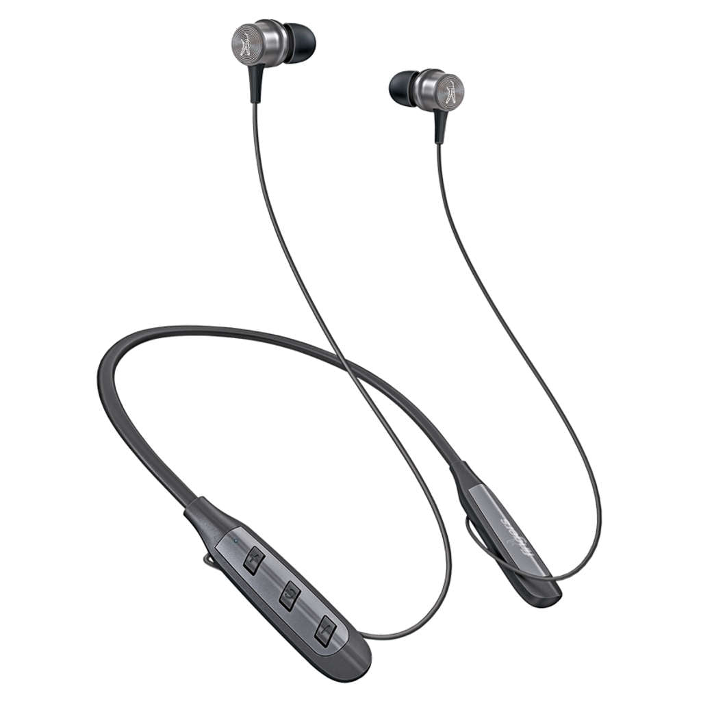 Fingers Cozy Wireless Neckband Earphones Classic Black + Dark Silver