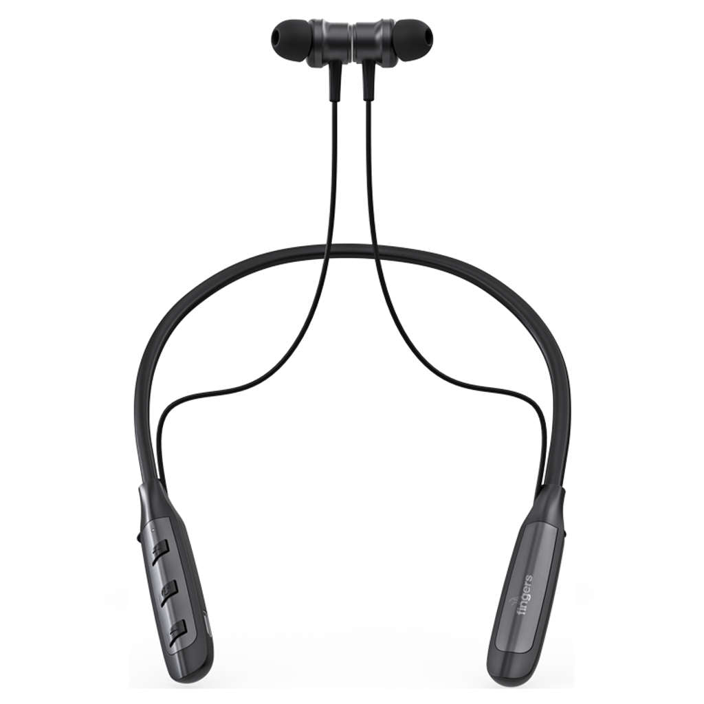 Fingers Cozy Wireless Neckband Earphones Classic Black + Dark Silver
