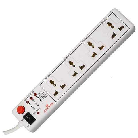 Anchor Spike Guard 4 Universal Socket Shutter with single switch 6A