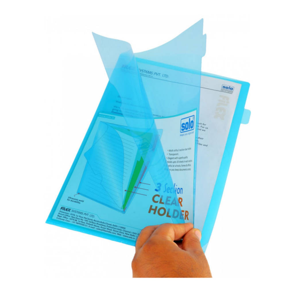 Solo 3 Section Clear Holder Transparent Blue A4 CH 110