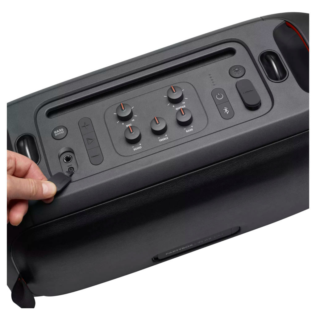 JBL PartyBox On-The-Go Portable Party Speaker With Built-In Lights And Wireless Mic Black