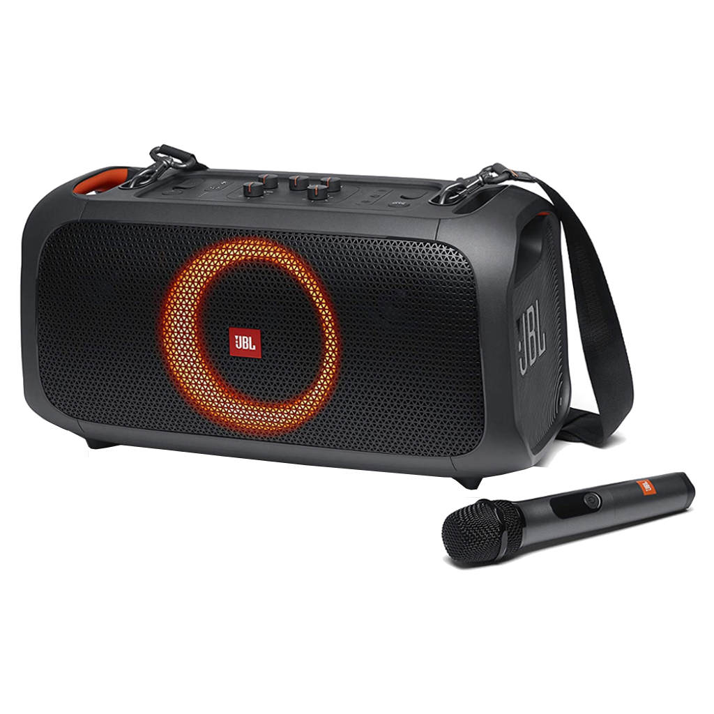 JBL PartyBox On-The-Go Portable Party Speaker With Built-In Lights And Wireless Mic Black