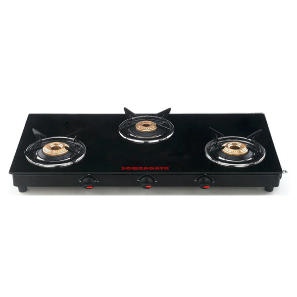 Buy Sowbaghya Elite Glass Top Gas Stove 3 Burner GTSM07 Online at Bestomart