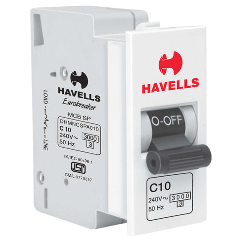 Havells Modular Oro 10A SP Mini MCB 'C' Series 3KA DHONCSPA010