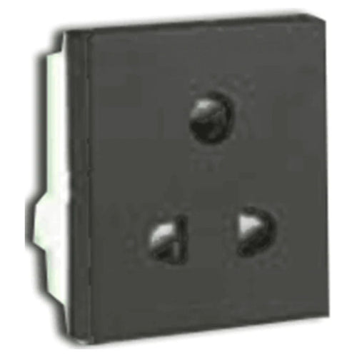 Havells Modular Coral Ebony 6A 3 Pin Shuttered Socket AHLKPXG063