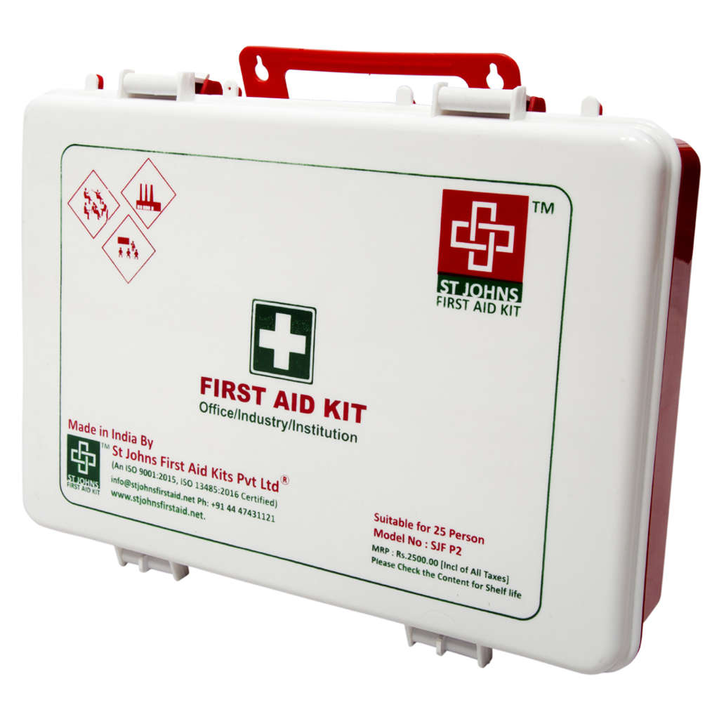 St.John's Workplace First Aid Kit Large - Plastic Box Wall Mounted - 160 Components SJF P2