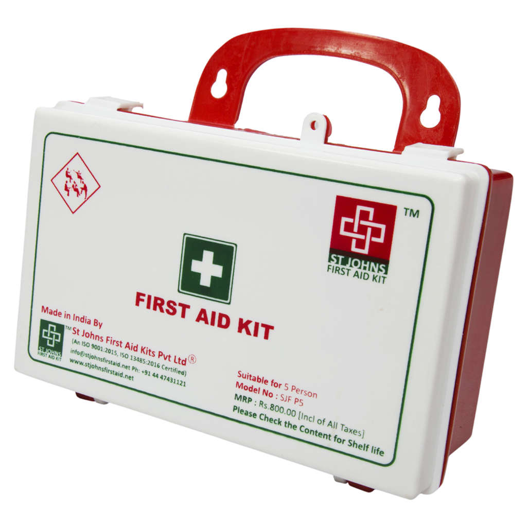 St.John's Workplace First Aid Kit Small - Plastic Box Wall Mounted - 67 Components SJF P5