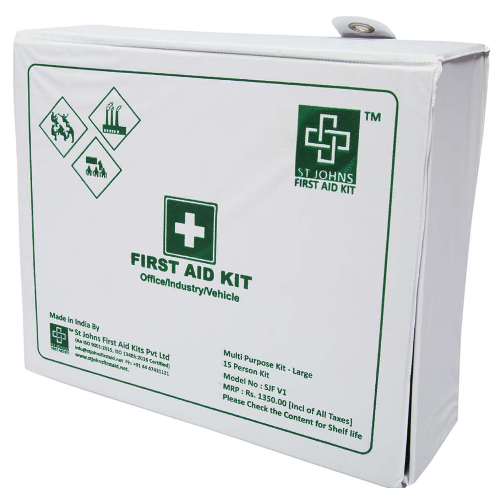 St.John's All Purpose First Aid Kit Large - Vinyl Cardboard Box - 83 Components SJF V1