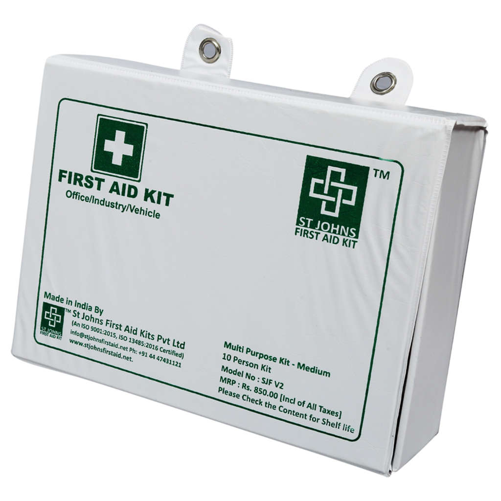 St.John's All Purpose First Aid Kit Medium - Vinyl Cardboard Box - 54 Components SJF V2
