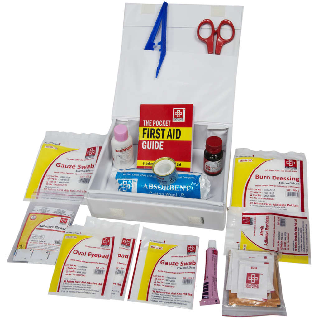 St.John's All Purpose First Aid Kit Small - Vinyl Cardboard Box - 36 Components SJF V3