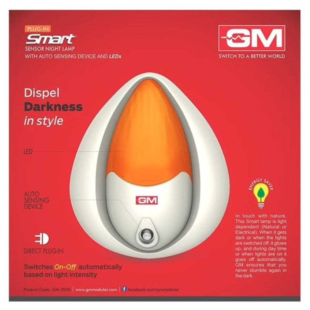 GM 0.5-Watt Sensor LED Night Lamp with Auto Sensing Device Orange – GM3030