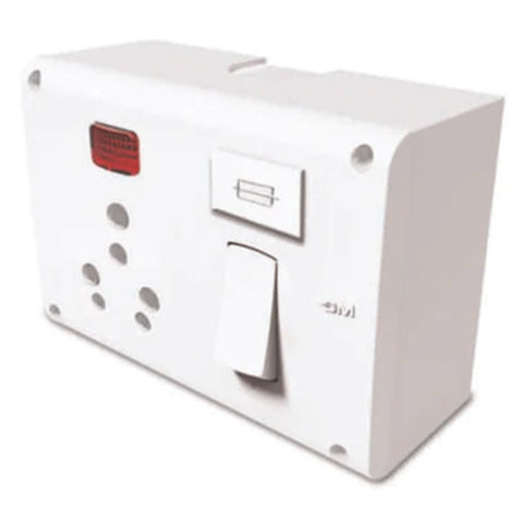 GM G-ERA ERION 3 in 1 Universal Switch & Socket Combined with Fuse, Indicator & Gang Box – GM8652