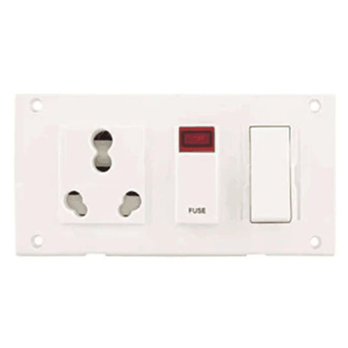Lisha Switch & Socket Combined Red Indicator & Fuse With Shutter 16A 4031