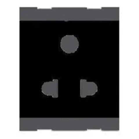 Norisys Cube Series 3+2 Pin Shuttered Socket (Round & Flat) 6A 2Module C5212 .17
