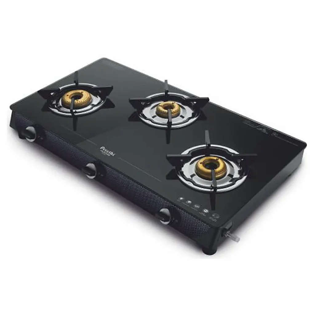 Preethi Valentino Carbon 3 Burner Glass Top Gas Stove