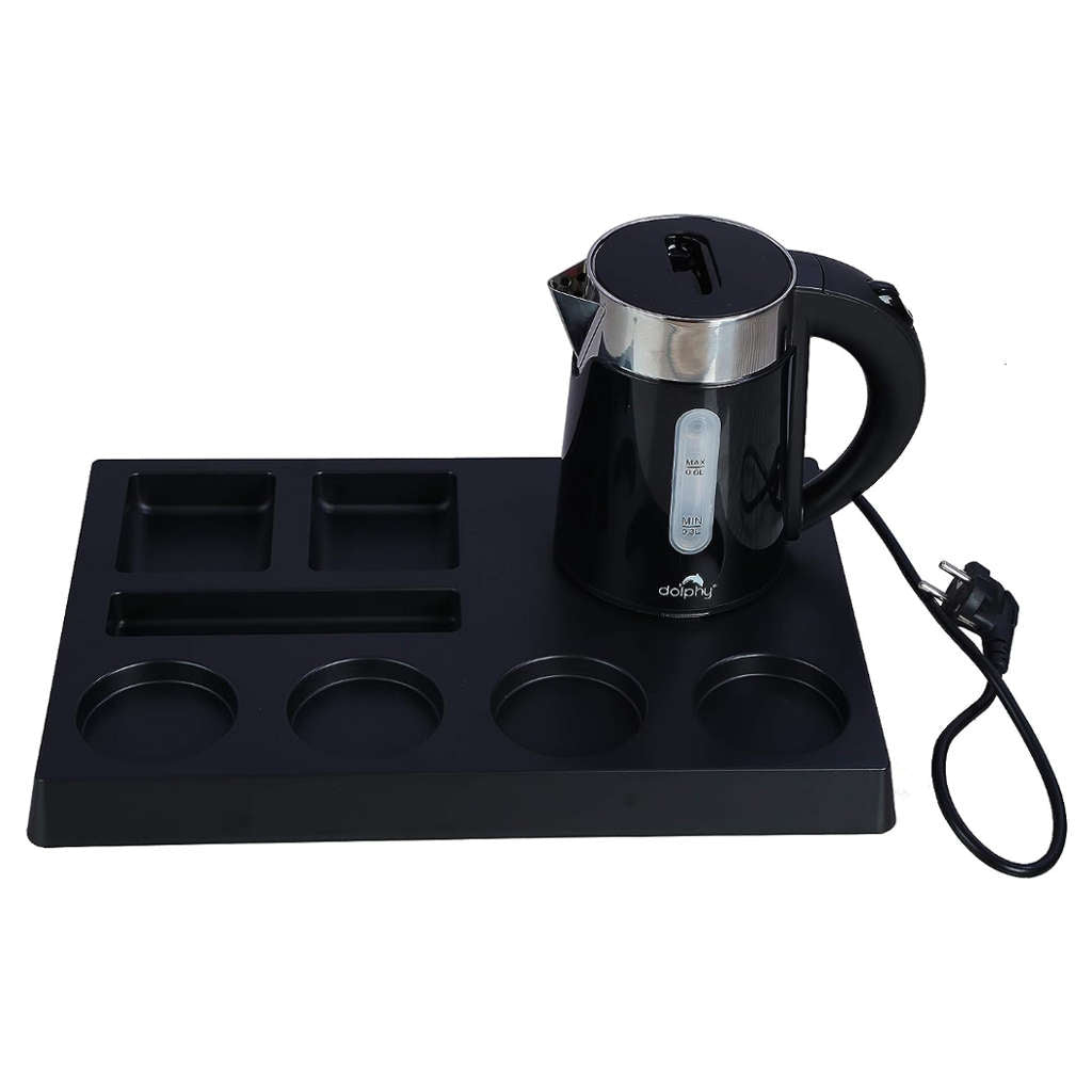 Dolphy 0.6L Electric kettle With Tray Set Black DKTL0005