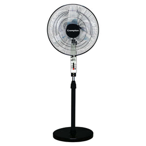 Crompton Windmill Pedestal Fan 16-inch Chrome Black