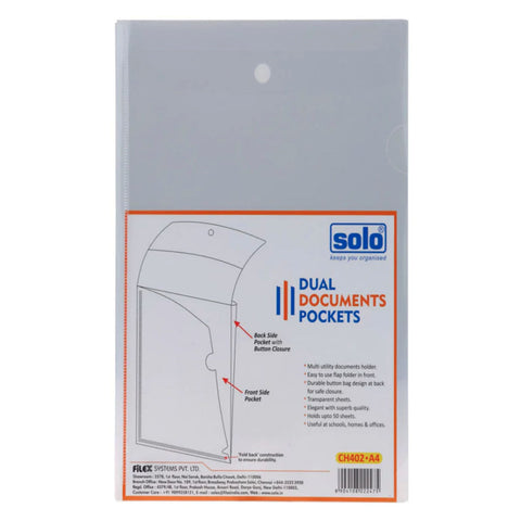 Solo Dual Documents Pockets Transparent White A4 CH 402