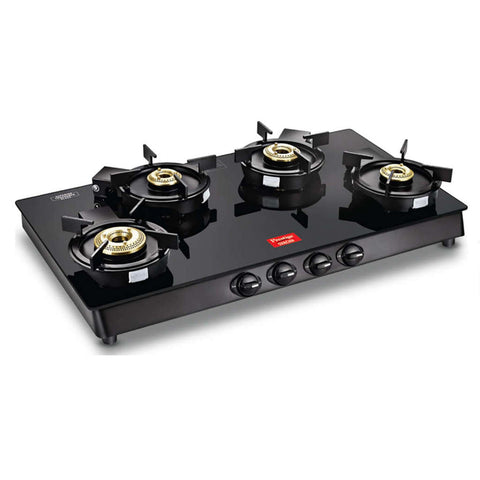 Prestige Svachh Neo GTSN 04 Long Toughened Glasstop Gas Stove 4 Burners Black