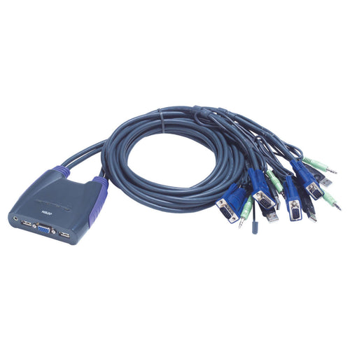 Aten 4 Port USB KVM Switch Built In VGA/Audio Cable (0.9m,1.2m) CS64US 