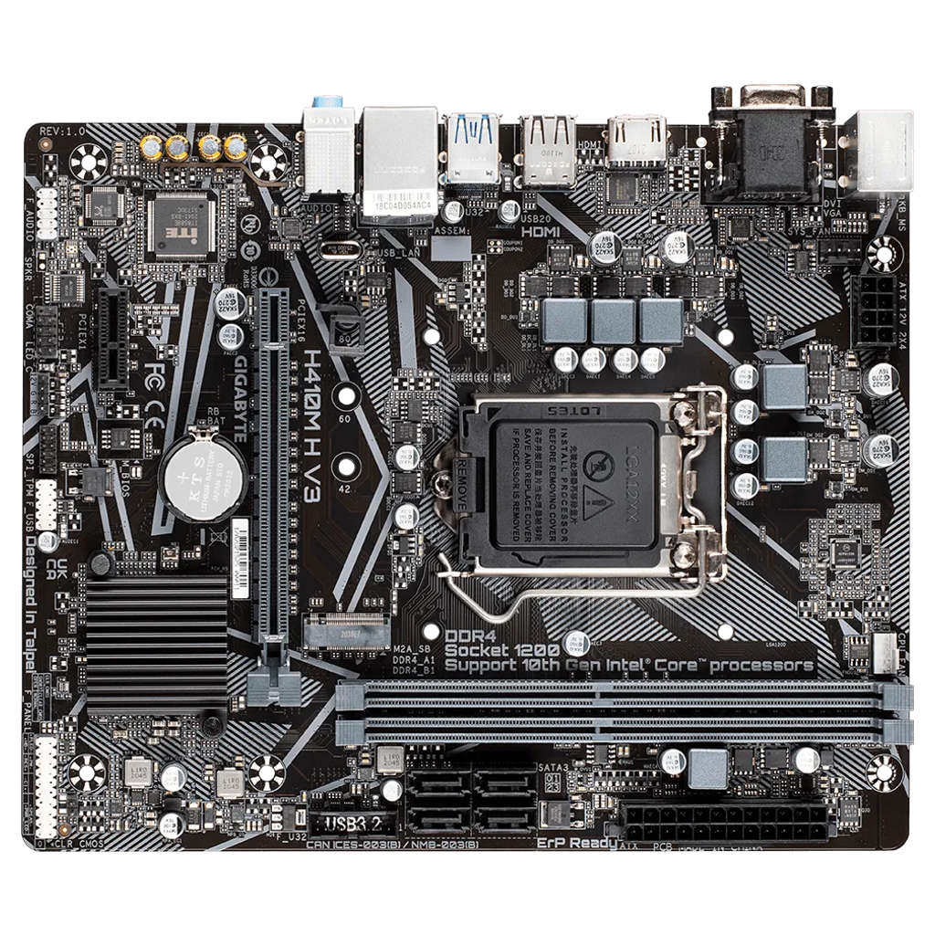 Gigabyte H410M H V3 Ultra Durable Motherboard With Gaming GbE LAN, Anti-Sulfur Resistor & Smart Fan