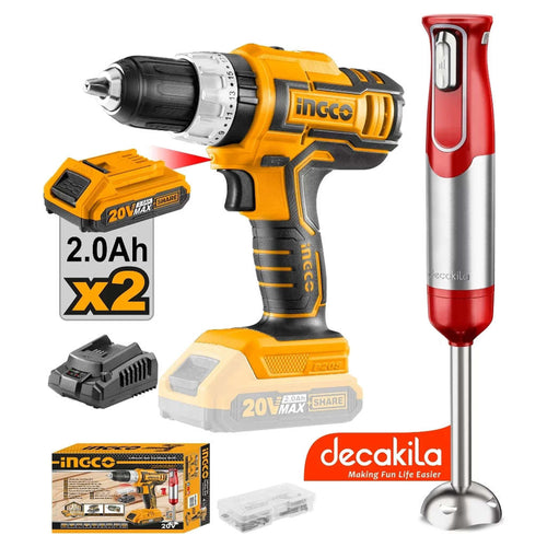 Ingco Lithium-Ion Impact Drill & Decakila Hand Blender Combo Kit COSLI22112 