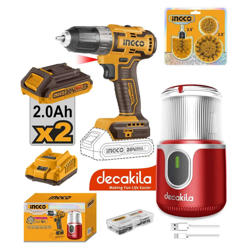 Ingco Lithium-Ion Cordless Drill & Decakila Coffee Grinder Combo Kit COSLI23064 