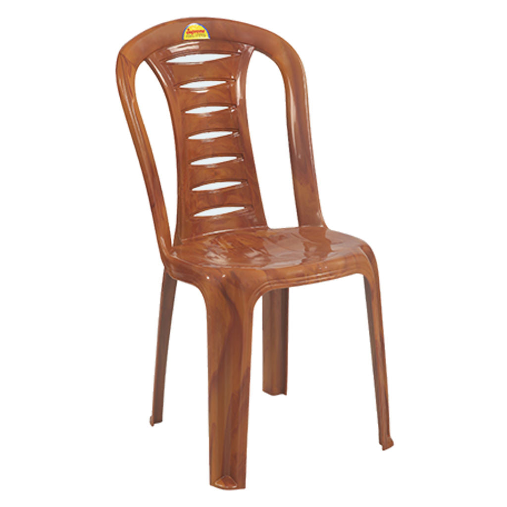 Supreme Link Armless Plastic Chair Teakwood