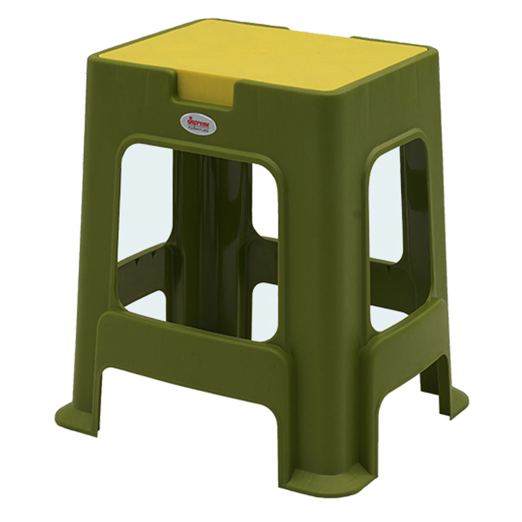 Supreme Slice Multipurpose Plastic Stool Mehndi Green-Lemon Yellow