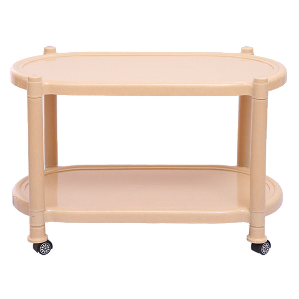 Supreme Alfa Plastic Table With Wheel Marble Beige 