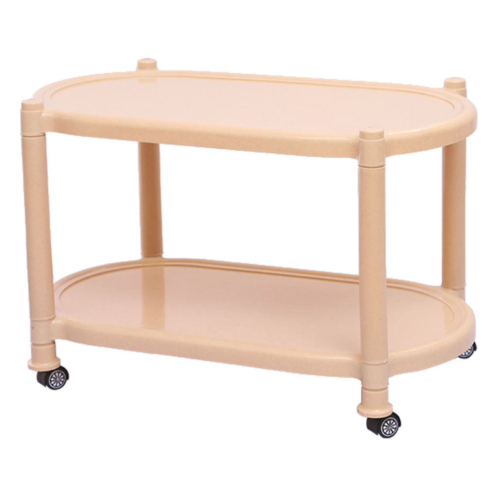 Supreme Alfa Plastic Table With Wheel Marble Beige