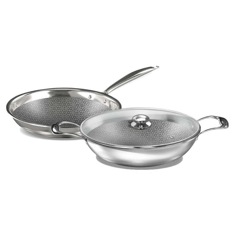 Preethi Diva Collection Triply Stainless Steel Set Kadai & Fry Pan With Glass Lid 26cm Inuction Base CSW009 