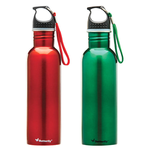Butterfly Eco Stainless Steel Water Bottle Set Of 2 Pcs 750 ml Red & Green 