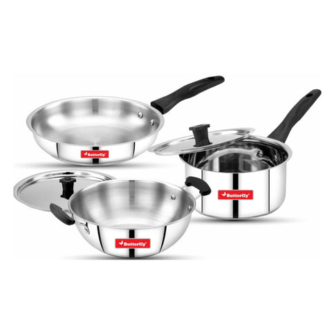 Butterfly Classic Stainless Steel Cookware Set Of 5 Pcs Silver 