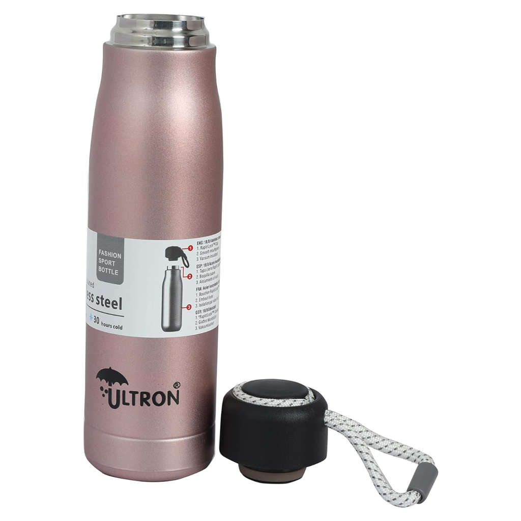 Ultron Aqua Sports Stainless Steel Hot & Cold Water Bottle 500 ml Pink