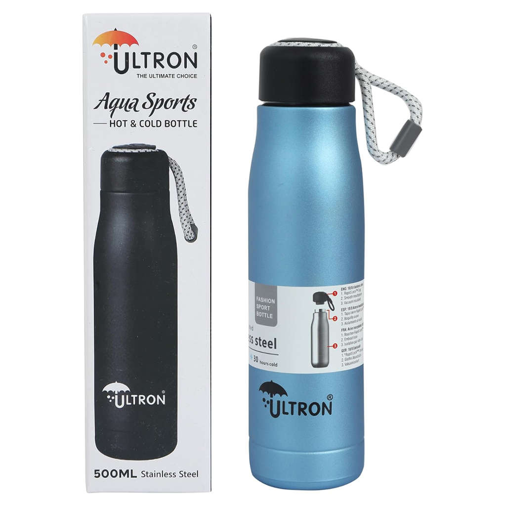 Ultron Aqua Sports Stainless Steel Hot & Cold Water Bottle 500 ml Blue