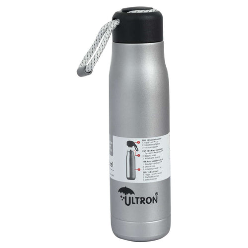 Ultron Aqua Sports Stainless Steel Hot & Cold Water Bottle 500 ml Grey 