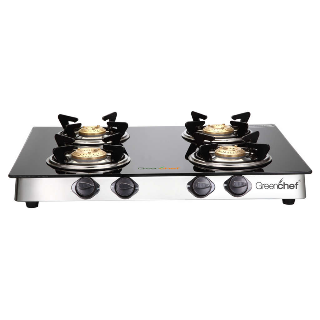 Greenchef Brio Glass Top Gas Stove 4 Burner Online at Bestomart