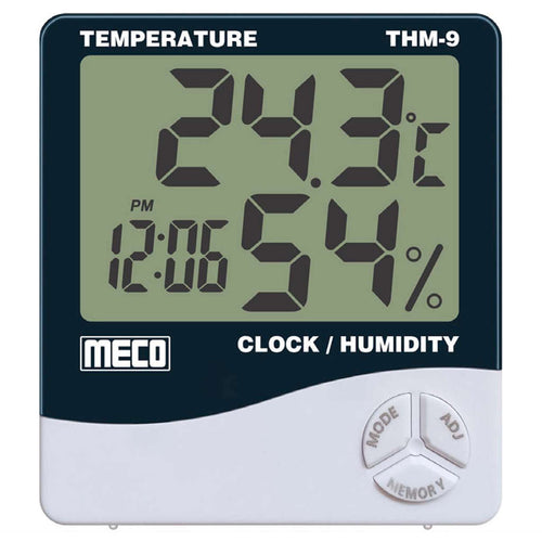 Meco Temperature & Humidity Meter With Clock THM-9 