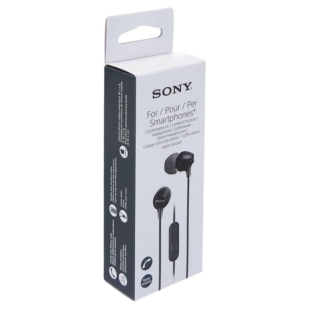 Sony Wired In Ear Headphones With Microphone Black MDR-EX15AP