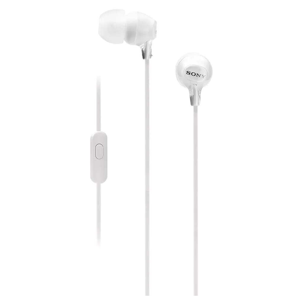 Sony Wired In Ear Headphones With Microphone White MDR-EX15AP 