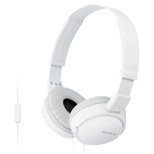 Sony Wired On Ear Headphones With Mic White MDR-ZX110AP 