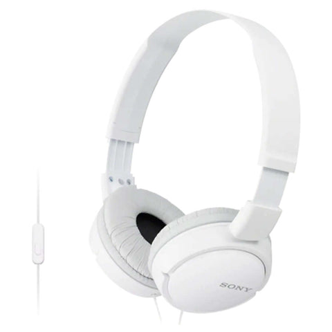 Sony Wired On Ear Headphones With Mic White MDR-ZX110AP 