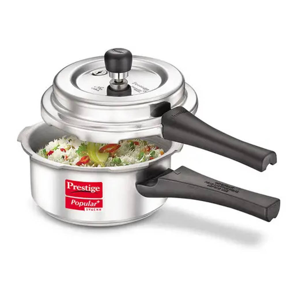 Prestige Popular Plus Svachh Virgin Aluminium Pressure Cooker 2 Litre Silver 10170