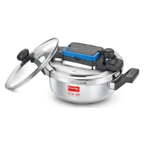 Prestige Svachh Flip-On Stainless Steel Pressure Cooker With Glass Lid 3 Litre Silver 20156 