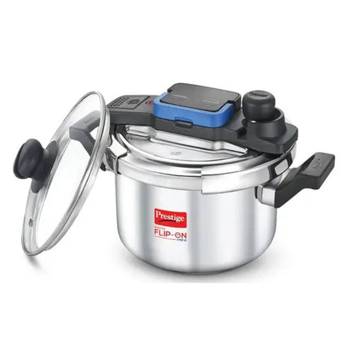 Prestige Svachh Flip-On Stainless Steel Pressure Cooker With Glass Lid 5 Litre Silver 20157 